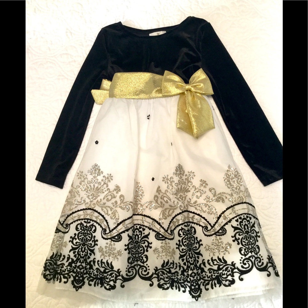Black & Gold Rare Editions Girls Holiday Dress